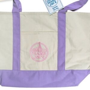 Lavender Trim Canvas Tote Bag